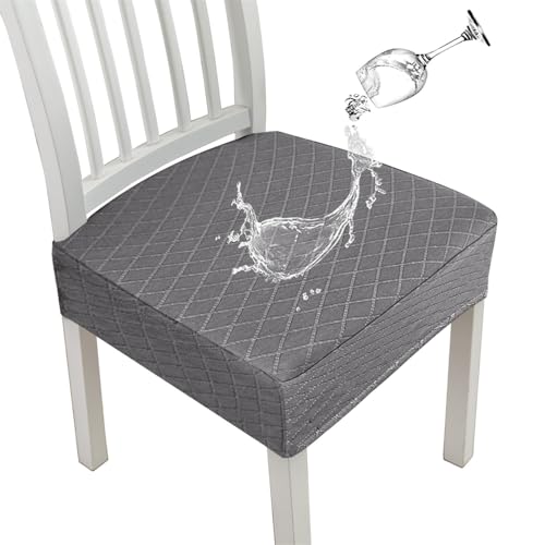KTLCNDF 4-teiliges Sitzbezug-Set for Esszimmerstühle, Waschbarer Stretch-Jacquard-Stuhlbezug, Stuhlschutz for Esszimmerstühle Im Hintergrund(Light Grey,2) von KTLCNDF