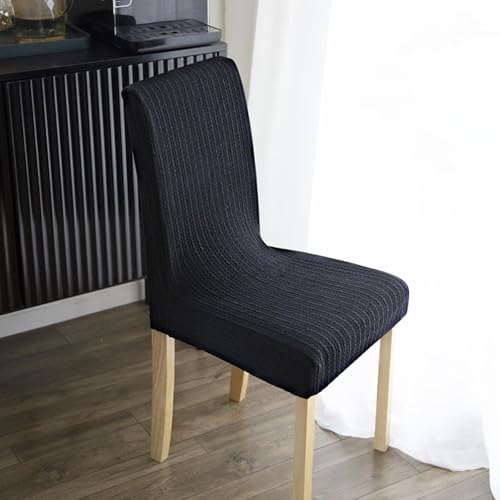 KTLCNDF 4er-Set Stuhlhussen for Esszimmerstühle – Stretch-Stuhlhussen for Parson-Stühle (Hellgrau) – Passend for Stühle Mit Einer Rückenhöhe Von 55–60 cm(Black 4 Packs,Chair Back Height 55-60) von KTLCNDF