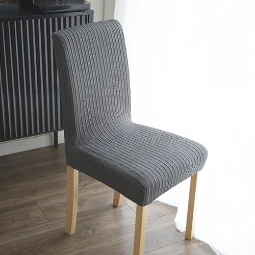 KTLCNDF 4er-Set Stuhlhussen for Esszimmerstühle – Stretch-Stuhlhussen for Parson-Stühle (Hellgrau) – Passend for Stühle Mit Einer Rückenhöhe Von 55–60 cm(Dark Gray 4 Packs,Chair Back Height 55-60) von KTLCNDF