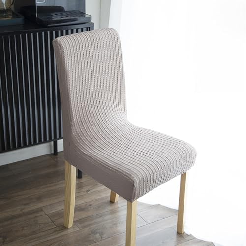 KTLCNDF 4er-Set Stuhlhussen for Esszimmerstühle – Stretch-Stuhlhussen for Parson-Stühle (Hellgrau) – Passend for Stühle Mit Einer Rückenhöhe Von 55–60 cm(Khaki 4 Packs,Chair Back Height 45-55) von KTLCNDF
