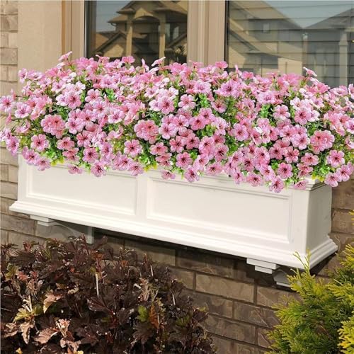 KTLCNDF 7er-Bündel Kunstblumen for Die Außen- Und Innendekoration – Hochwertiges Kunstblumenarrangement In Gemischten Farben for Garten, Veranda Und Heimdekoration(Pink,3Packs) von KTLCNDF