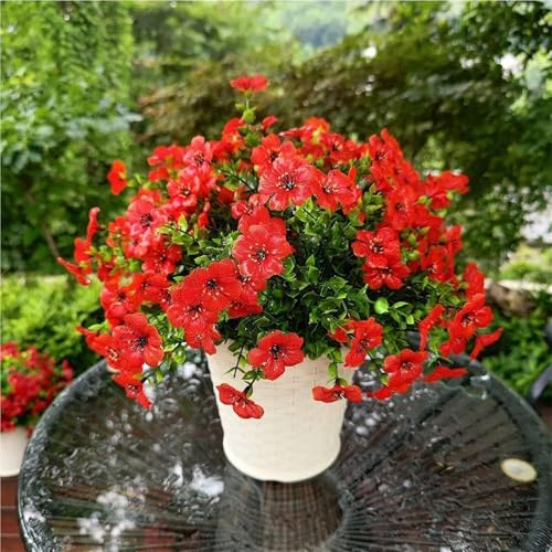 KTLCNDF 7er-Bündel Kunstblumen for Die Außen- Und Innendekoration – Hochwertiges Kunstblumenarrangement In Gemischten Farben for Garten, Veranda Und Heimdekoration(Red,2Packs) von KTLCNDF