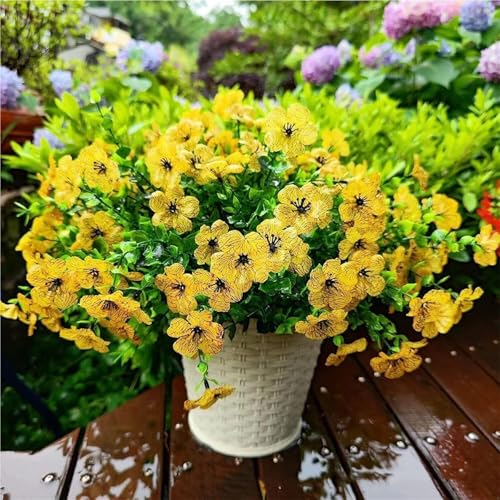 KTLCNDF 7er-Bündel Kunstblumen for Die Außen- Und Innendekoration – Hochwertiges Kunstblumenarrangement In Gemischten Farben for Garten, Veranda Und Heimdekoration(Yellow,2Packs) von KTLCNDF