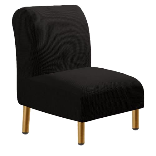 KTLCNDF Abnehmbarer Stuhlbezug Ohne Armlehnen, Deep Aqua – Elastischer Schutz for Sitzgelegenheiten Zu Hause Und Im Büro(Black) von KTLCNDF