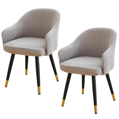 KTLCNDF Armlehnen-Stuhlbezüge for Esszimmerstühle Mit Gebogener Rückenlehne – Dehnbarer Schonbezug-Schutz, Passend for Akzent-/Schmink-/Bürostühle(Light Gray,2pc) von KTLCNDF