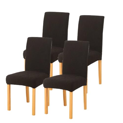 KTLCNDF Dunkelblauer Stretch-Jacquard-Esszimmerstuhl-Schonbezug, 6er-Set – Elastische Stoffbezüge for Sitzgelegenheiten Zu Hause(Black,4) von KTLCNDF
