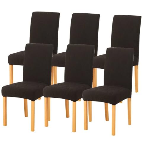 KTLCNDF Dunkelblauer Stretch-Jacquard-Esszimmerstuhl-Schonbezug, 6er-Set – Elastische Stoffbezüge for Sitzgelegenheiten Zu Hause(Black,6) von KTLCNDF