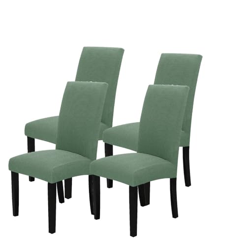 KTLCNDF Dunkelgraue Stretch-Esszimmerstuhl-Schonbezüge 4er-Set - Elastische Stoffbezüge for Sitzgelegenheiten Zu Hause(Bean Green,4) von KTLCNDF