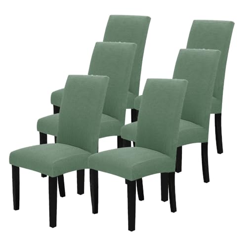 KTLCNDF Dunkelgraue Stretch-Esszimmerstuhl-Schonbezüge 4er-Set - Elastische Stoffbezüge for Sitzgelegenheiten Zu Hause(Bean Green,6) von KTLCNDF