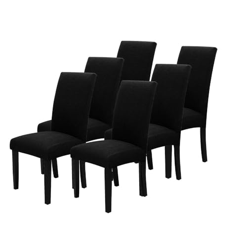 KTLCNDF Dunkelgraue Stretch-Esszimmerstuhl-Schonbezüge 4er-Set - Elastische Stoffbezüge for Sitzgelegenheiten Zu Hause(Black,6) von KTLCNDF