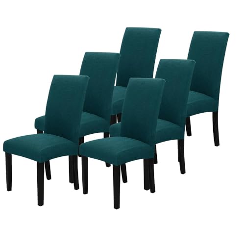 KTLCNDF Dunkelgraue Stretch-Esszimmerstuhl-Schonbezüge 4er-Set - Elastische Stoffbezüge for Sitzgelegenheiten Zu Hause(Dark Aqua,6) von KTLCNDF