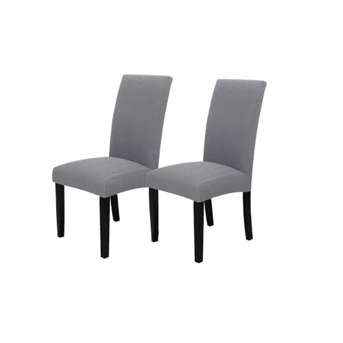 KTLCNDF Dunkelgraue Stretch-Esszimmerstuhl-Schonbezüge 4er-Set - Elastische Stoffbezüge for Sitzgelegenheiten Zu Hause(Light Gray,2) von KTLCNDF