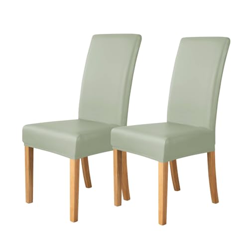 KTLCNDF Grüne Stretch-Sitzbezüge for Esszimmerstühle, 4er-Pack – Wasserabweisende Schoner Mit Rückseitiger Abdeckung(Green,2) von KTLCNDF