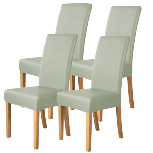 KTLCNDF Grüne Stretch-Sitzbezüge for Esszimmerstühle, 4er-Pack – Wasserabweisende Schoner Mit Rückseitiger Abdeckung(Green,4) von KTLCNDF