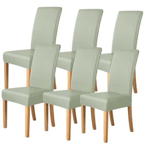 KTLCNDF Grüne Stretch-Sitzbezüge for Esszimmerstühle, 4er-Pack – Wasserabweisende Schoner Mit Rückseitiger Abdeckung(Green,6) von KTLCNDF