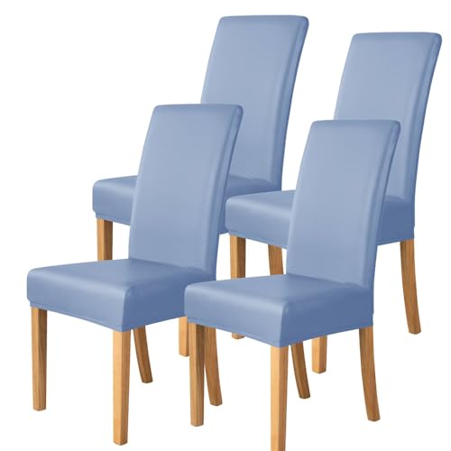 KTLCNDF Grüne Stretch-Sitzbezüge for Esszimmerstühle, 4er-Pack – Wasserabweisende Schoner Mit Rückseitiger Abdeckung(Light Blue,4) von KTLCNDF