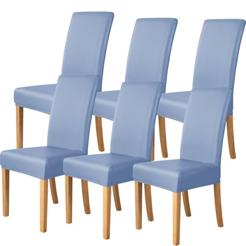 KTLCNDF Grüne Stretch-Sitzbezüge for Esszimmerstühle, 4er-Pack – Wasserabweisende Schoner Mit Rückseitiger Abdeckung(Light Blue,6) von KTLCNDF