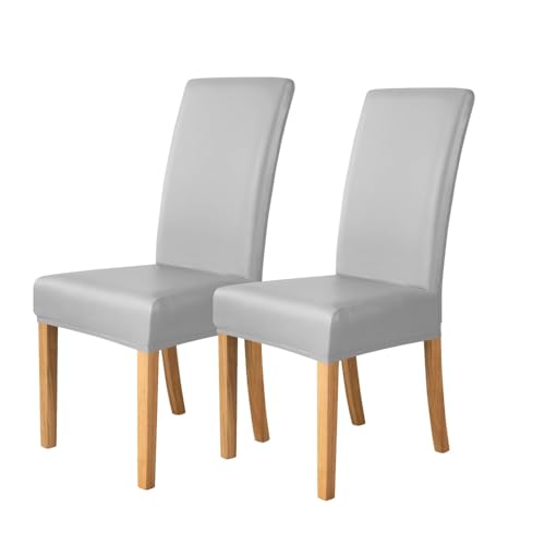 KTLCNDF Grüne Stretch-Sitzbezüge for Esszimmerstühle, 4er-Pack – Wasserabweisende Schoner Mit Rückseitiger Abdeckung(Light Grey,2) von KTLCNDF