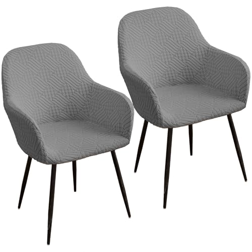 KTLCNDF Hellgraue Stretch-Stuhlbezüge Mit Gebogener Rückenlehne, 6er-Set – Abnehmbare Schonbezüge for Esszimmersessel(Gray,2 Piece) von KTLCNDF