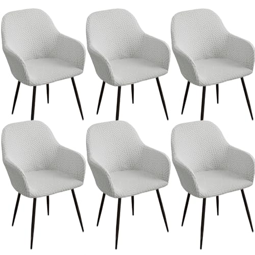 KTLCNDF Hellgraue Stretch-Stuhlbezüge Mit Gebogener Rückenlehne, 6er-Set – Abnehmbare Schonbezüge for Esszimmersessel(Light Grey,6 Piece) von KTLCNDF