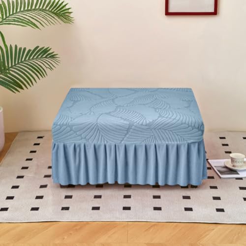 KTLCNDF Jacquard-Bezug for Ottomane, Rechteckig, Mit Rüschenrock – Stretch-Schonbezug for Fußhocker Mit Stauraum (Leuchtend Rot, 80–99 cm L X 60–80 cm B) – Waschbarer Möbelschutz(Sky Blue) von KTLCNDF