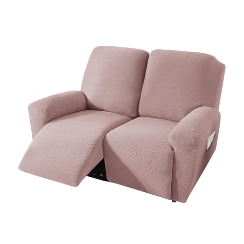 KTLCNDF Jacquard-Sofabezug for Liegesofas (1/2/3-Sitzer) – Elastischer Stretch-Schonbezug Mit Seitentaschen – Hochwertiger Möbelschutz for Liegesofas(Pink,2 Seater) von KTLCNDF