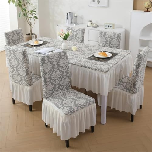 KTLCNDF Jacquard-Stuhlhussen-Set for Esszimmerstühle – Burgunderrote, Dehnbare Schonbezüge for Parsons-Stühle – Universelle Passform for Küche, Hochzeit Und Bankett(Beige,6pcs) von KTLCNDF