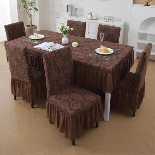 KTLCNDF Jacquard-Stuhlhussen-Set for Esszimmerstühle – Burgunderrote, Dehnbare Schonbezüge for Parsons-Stühle – Universelle Passform for Küche, Hochzeit Und Bankett(Coffee,4pcs) von KTLCNDF