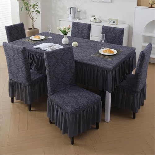 KTLCNDF Jacquard-Stuhlhussen-Set for Esszimmerstühle – Burgunderrote, Dehnbare Schonbezüge for Parsons-Stühle – Universelle Passform for Küche, Hochzeit Und Bankett(Dark Gray,6pcs) von KTLCNDF