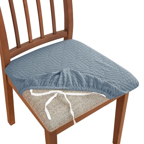 KTLCNDF Jacquard-Stuhlschoner, 2er-Pack – Wetterfeste, Elastische Schonbezüge Mit Atmungsaktivem Futter, Elegante Kissenschoner for Zusammenkünfte Drinnen Und Draußen(Blue,Small 6PC) von KTLCNDF