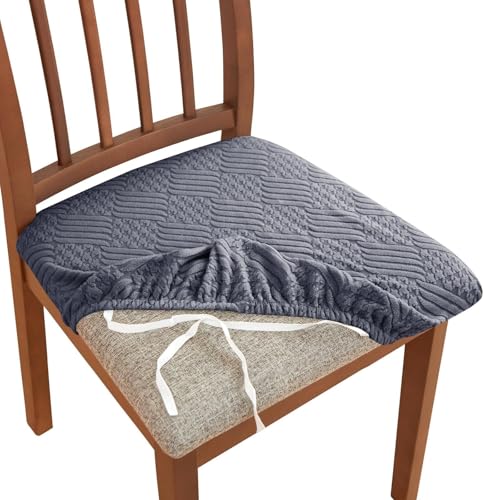 KTLCNDF Jacquard-Stuhlschoner, 2er-Pack – Wetterfeste, Elastische Schonbezüge Mit Atmungsaktivem Futter, Elegante Kissenschoner for Zusammenkünfte Drinnen Und Draußen(Dark Grey,Small 6PC) von KTLCNDF
