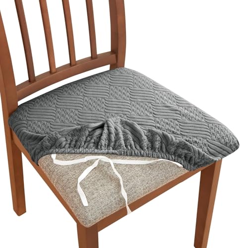 KTLCNDF Jacquard-Stuhlschoner, 2er-Pack – Wetterfeste, Elastische Schonbezüge Mit Atmungsaktivem Futter, Elegante Kissenschoner for Zusammenkünfte Drinnen Und Draußen(Gray,Medium 4PC) von KTLCNDF