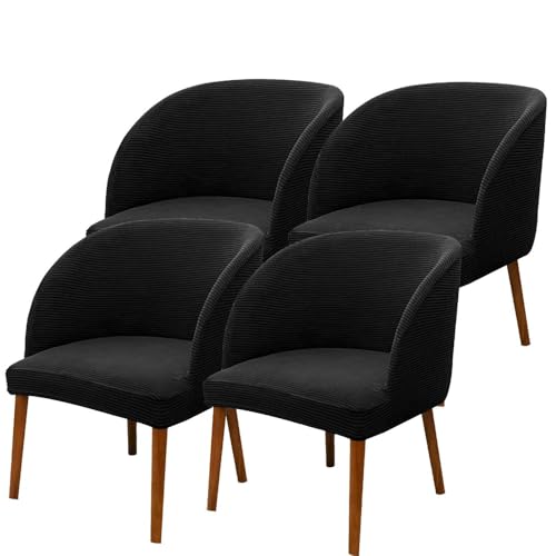 KTLCNDF Khaki Wingback Chair Slipcovers Set of 4 - Stretch Curved Back Covers for Dining & Living Room(Black,4_MEDIUM) von KTLCNDF