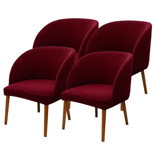 KTLCNDF Khaki Wingback Chair Slipcovers Set of 4 - Stretch Curved Back Covers for Dining & Living Room(Burgundy,4_MEDIUM) von KTLCNDF