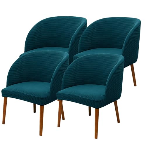 KTLCNDF Khaki Wingback Chair Slipcovers Set of 4 - Stretch Curved Back Covers for Dining & Living Room(Dark Aqua,4_MEDIUM) von KTLCNDF