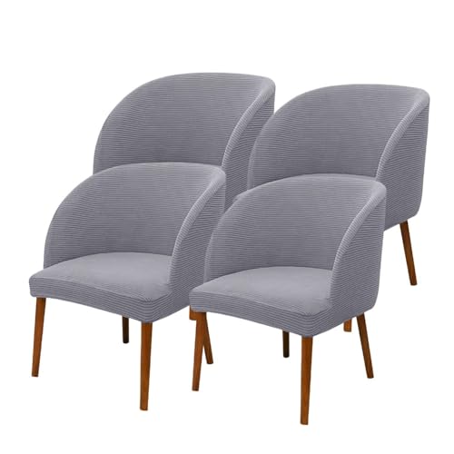 KTLCNDF Khaki Wingback Chair Slipcovers Set of 4 - Stretch Curved Back Covers for Dining & Living Room(Grey,4_MEDIUM) von KTLCNDF