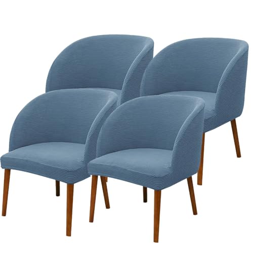 KTLCNDF Khaki Wingback Chair Slipcovers Set of 4 - Stretch Curved Back Covers for Dining & Living Room(Grey Blue,4_MEDIUM) von KTLCNDF