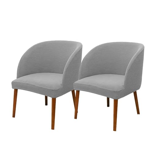KTLCNDF Khaki Wingback Chair Slipcovers Set of 4 - Stretch Curved Back Covers for Dining & Living Room(Light Grey,2_MEDIUM) von KTLCNDF