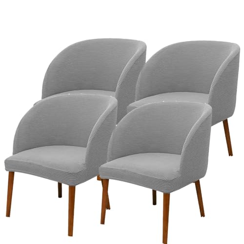 KTLCNDF Khaki Wingback Chair Slipcovers Set of 4 - Stretch Curved Back Covers for Dining & Living Room(Light Grey,4_MEDIUM) von KTLCNDF