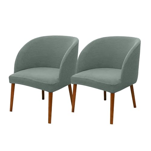 KTLCNDF Khaki Wingback Chair Slipcovers Set of 4 - Stretch Curved Back Covers for Dining & Living Room(Matcha Green,2_MEDIUM) von KTLCNDF