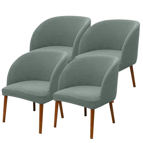 KTLCNDF Khaki Wingback Chair Slipcovers Set of 4 - Stretch Curved Back Covers for Dining & Living Room(Matcha Green,4_MEDIUM) von KTLCNDF