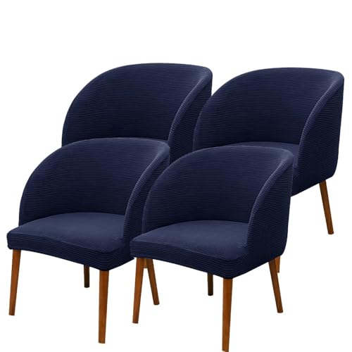 KTLCNDF Khaki Wingback Chair Slipcovers Set of 4 - Stretch Curved Back Covers for Dining & Living Room(Navy,4_MEDIUM) von KTLCNDF