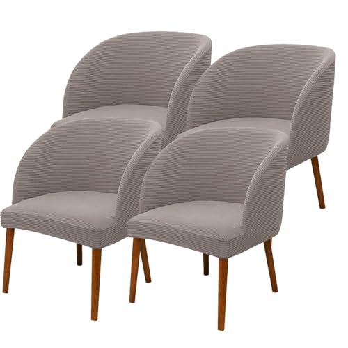 KTLCNDF Khaki Wingback Chair Slipcovers Set of 4 - Stretch Curved Back Covers for Dining & Living Room(Taupe,4_MEDIUM) von KTLCNDF