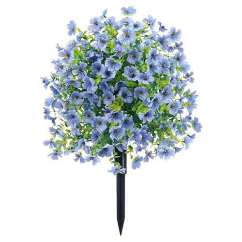 KTLCNDF Künstliche Geranienblüten Mit Erdspießen – Set Mit Realistischen Kunstpflanzen for Garten Und Heimdekoration(Blue) von KTLCNDF