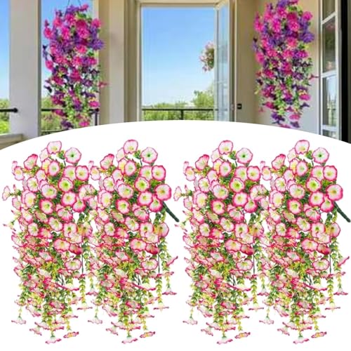 KTLCNDF Künstliche Prunkwinde for Aufhängen – Realistische Kunstblumendekoration for Pflanzgefäße Im Innen- Und Außenbereich, Garten, Veranda Und Fenster (6 Stück, Roter Lotus)(Pink,6) von KTLCNDF