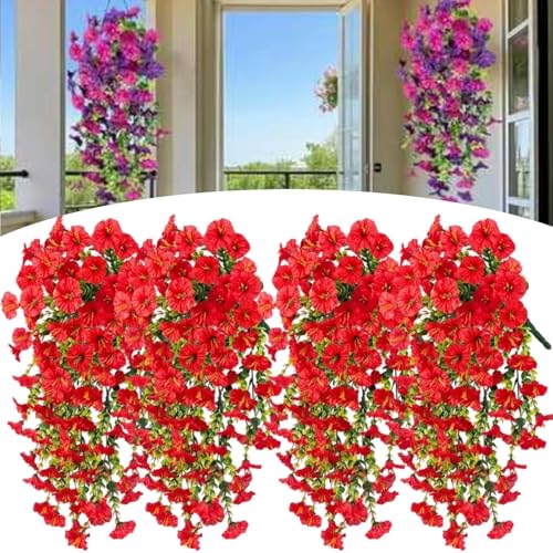 KTLCNDF Künstliche Prunkwinde for Aufhängen – Realistische Kunstblumendekoration for Pflanzgefäße Im Innen- Und Außenbereich, Garten, Veranda Und Fenster (6 Stück, Roter Lotus)(Red,6) von KTLCNDF