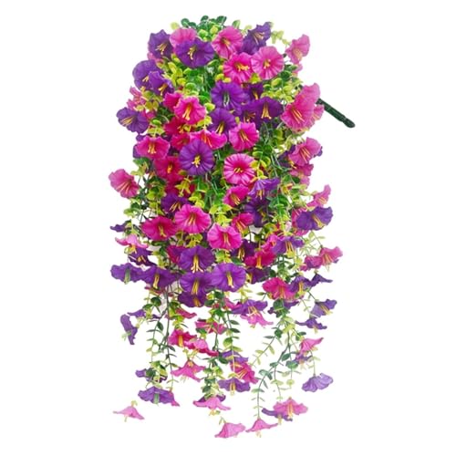 KTLCNDF Künstlicher Blumenkorb for Aufhängen – Realistische Prunkwindenranken Mit Drahtkorb for Veranda, Terrasse, Balkon, Hof Und Innendekoration(Watermelon Red) von KTLCNDF