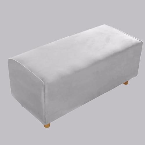 KTLCNDF Luxuriöser Ottomanen-Schonbezug Aus Samt – Wasserabweisender Bezug for Sitzbänke Mit Stauraum Und Elastischem Rand, Maschinenwaschbarer Möbelschutz for Fußstütze Und Fußhocker(Gray,M) von KTLCNDF