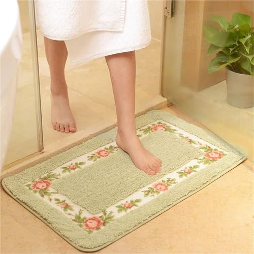 KTLCNDF Ovale Badematte – Rutschfester, Saugfähiger Teppich In Zartrosa, Plüsch-Fußmatte for Badezimmer/Eingangsbereich/Küche (40,6 X 61 cm)(Green,2'7" x 3'11") von KTLCNDF