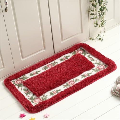 KTLCNDF Ovale Badematte – Rutschfester, Saugfähiger Teppich In Zartrosa, Plüsch-Fußmatte for Badezimmer/Eingangsbereich/Küche (40,6 X 61 cm)(Oval Red,1'4" x 2') von KTLCNDF